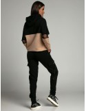 Two-color tracksuit with transparent inserts on the sleeves, beige FI530 - Online store - Boutique